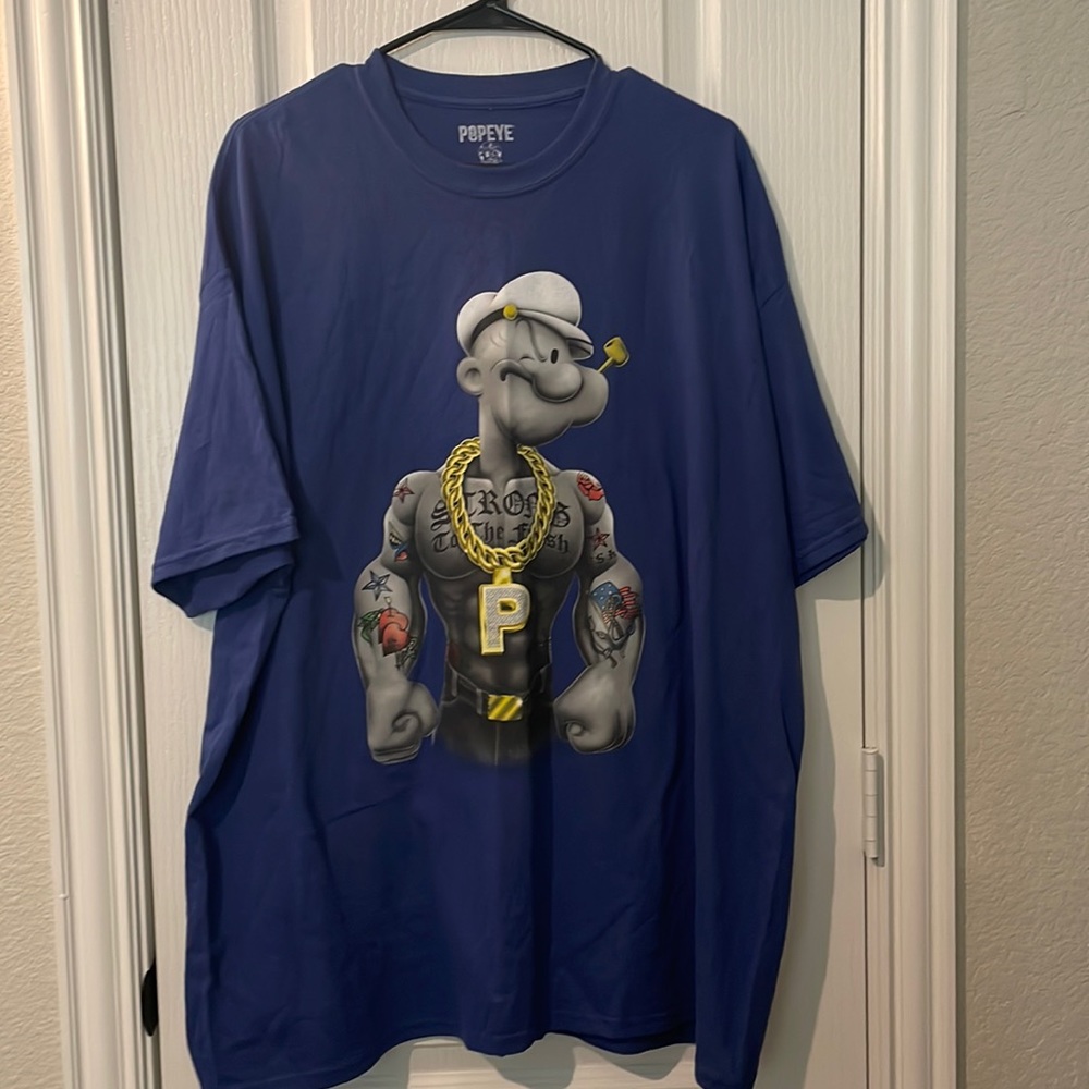 XXL Men’s Popeye Cool Blue Tv Show Old School T-Shirt